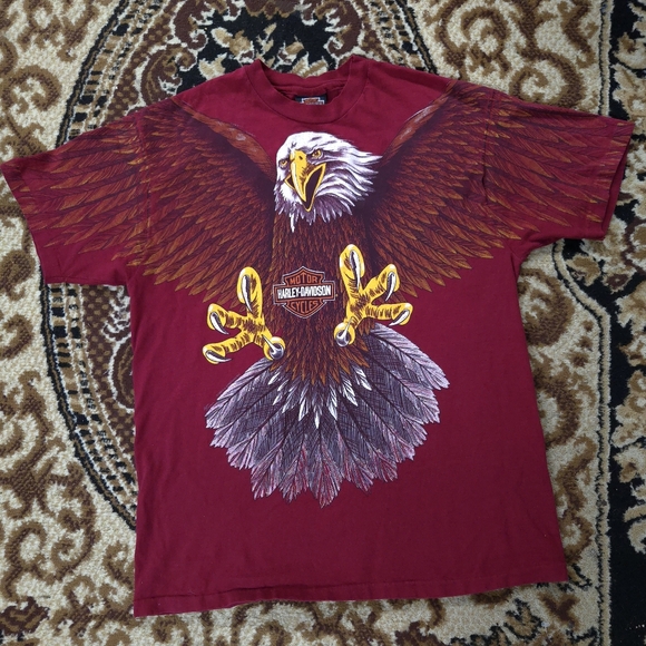 Harley-Davidson Other - Vintage 1990 Harley Davidson Motorcycles Single Stitch Eagle Graphic 3D Emblem